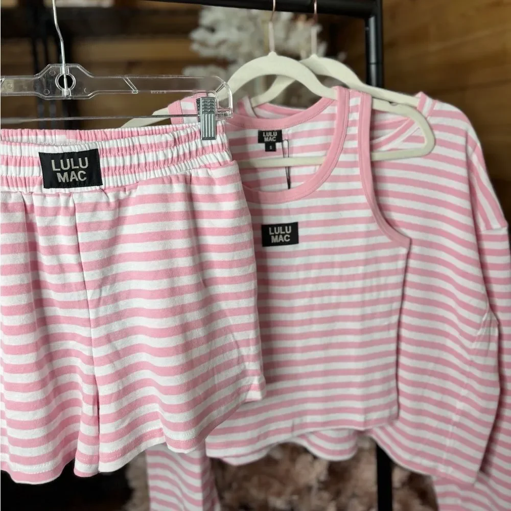 Lulu Mac Pink Striped Long Sleeve NWT - Picture 2 of 3